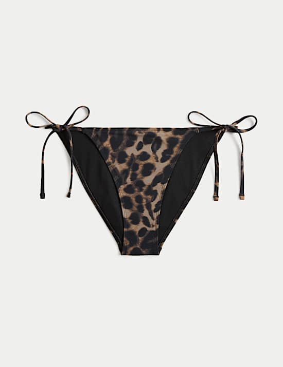 Bikinibroekje met striksluiting aan de zijkant en dierenprint