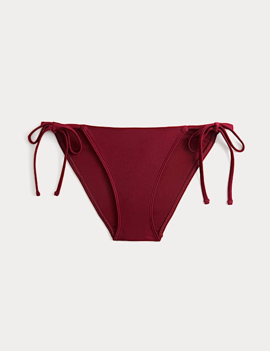 Metallic Sheen Tie Side Bikini Bottoms