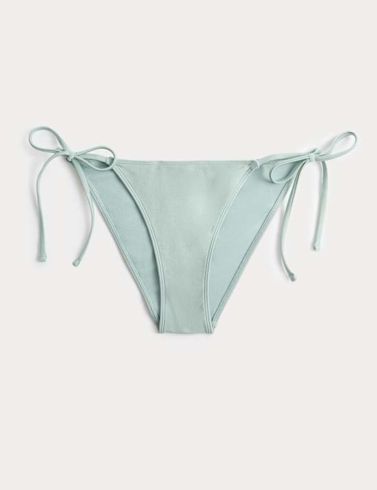 Metallic Sheen Tie Side Bikini Bottoms
