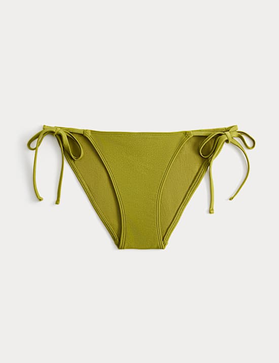 Metallic Sheen Tie Side Bikini Bottoms