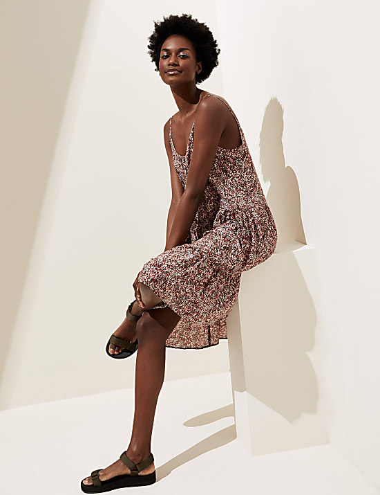 Printed Mini Swing Beach Dress