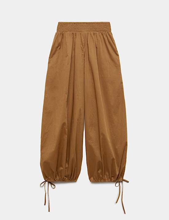 Pantalon de plage 100 % coton &agrave; ourlet bouffant