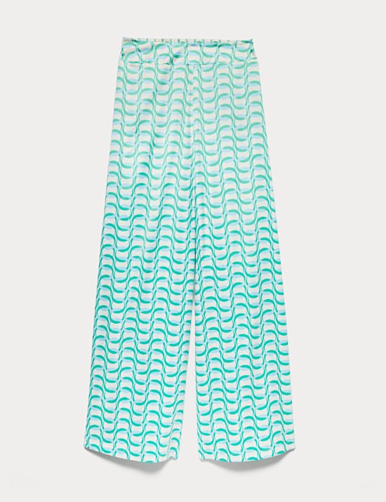 Satin Printed Palazzo Beach Trousers