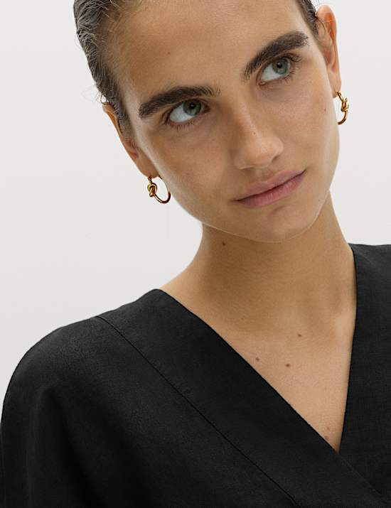 Pure Linen V-Neck Popover Top