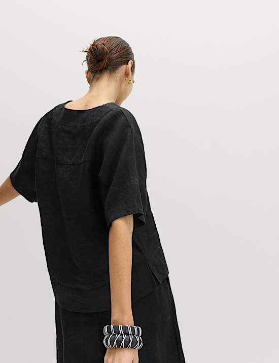 Pure Linen V-Neck Popover Top