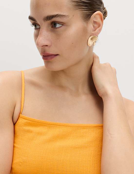 Square Neck Mini Shift Dress with Linen