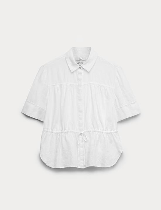 Chemise coupe d&eacute;contract&eacute;e 100 % lin avec cordon