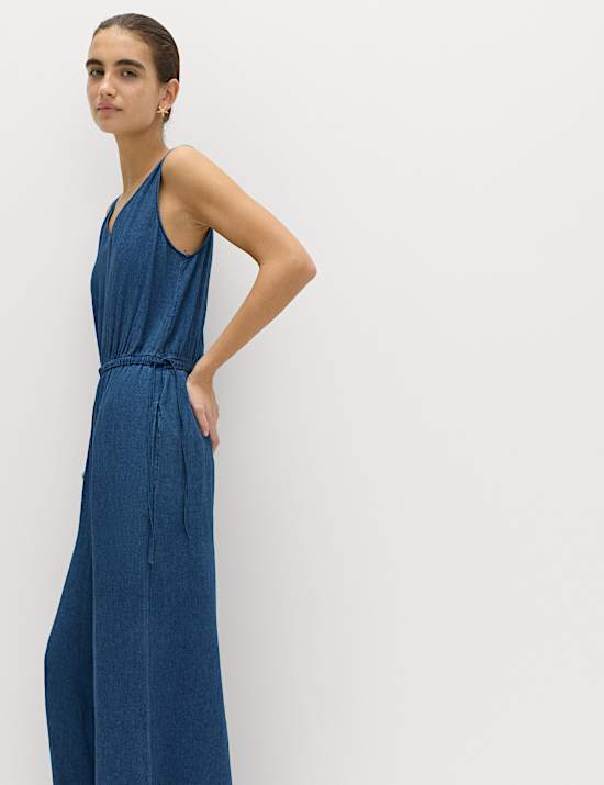 Linen Rich Tie Detail Jumpsuit