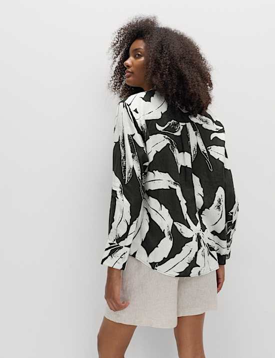 Pure Linen Printed Collared Shirt
