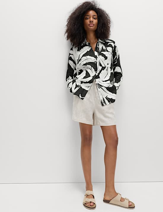 Pure Linen Printed Collared Shirt