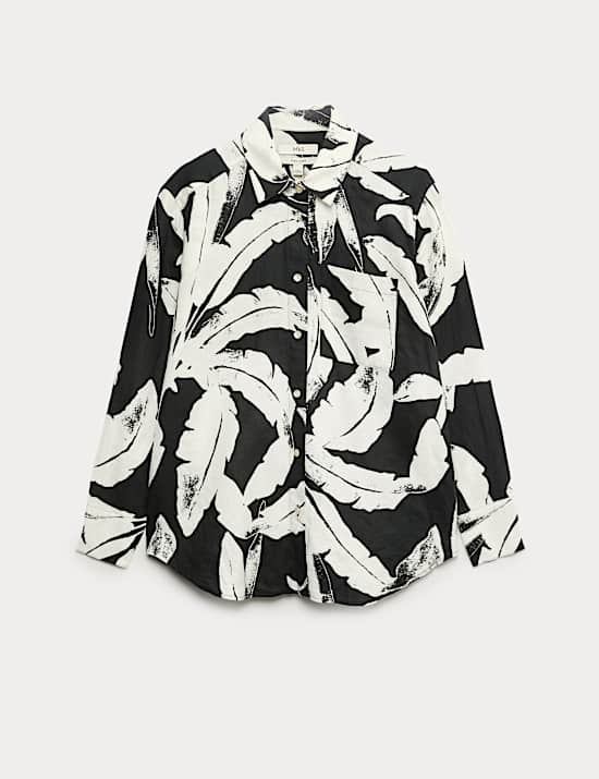 Pure Linen Printed Collared Shirt