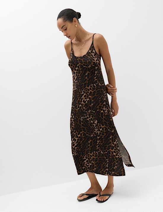 Printed Jersey Midaxi Beach Dress