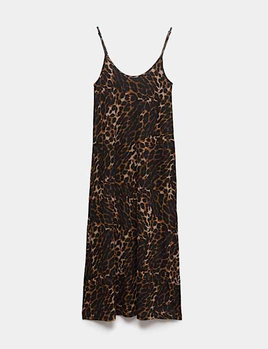 Robe de plage midaxi en jersey imprim&eacute;