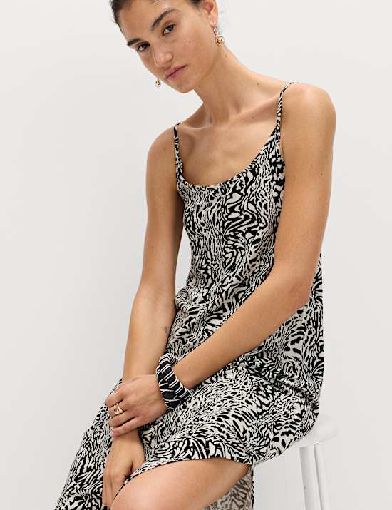 Printed Jersey Midaxi Beach Dress