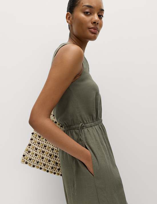 Linen Rich Tie Detail Sleeveless Jumpsuit