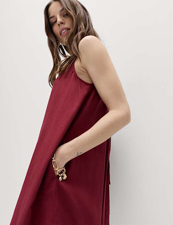 Linen Rich Tie Detail Volume Playsuit