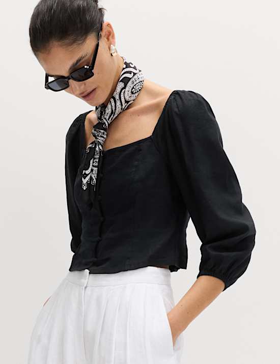 Linen Rich Puff Sleeve Top