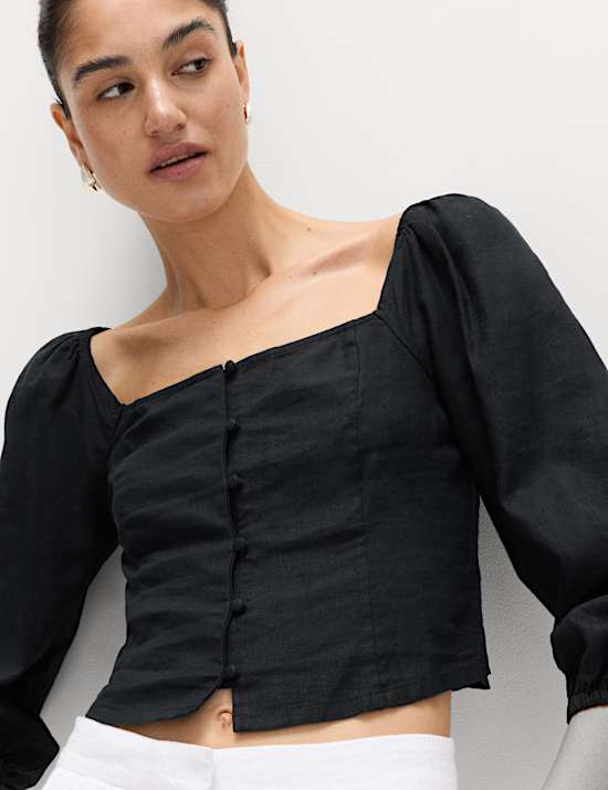 Linen Rich Puff Sleeve Top