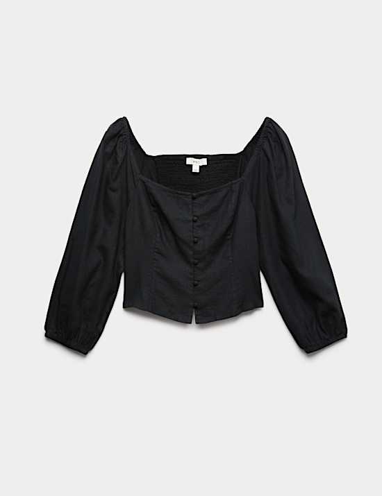 Linen Rich Puff Sleeve Top