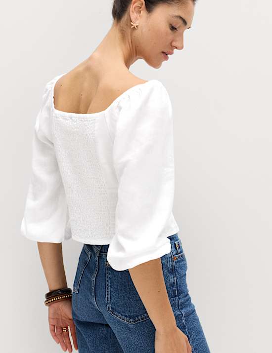 Linen Rich Puff Sleeve Top