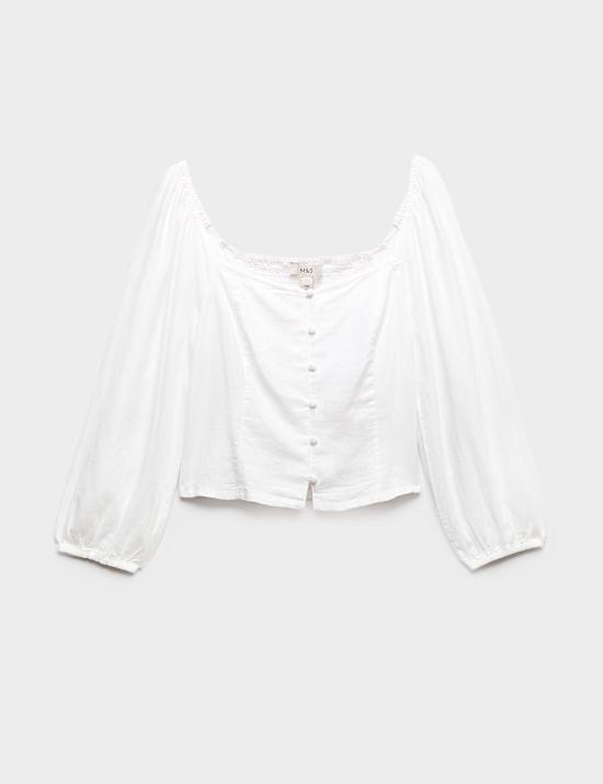 Linen Rich Puff Sleeve Top