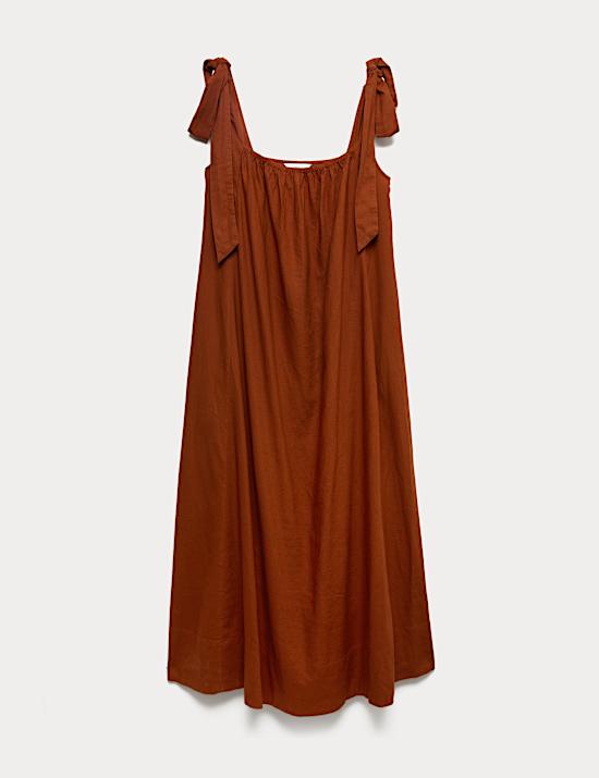 Linnenrijke maxi-strandjurk met strik