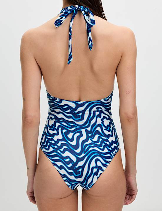 Gemusterter Neckholder-Badeanzug