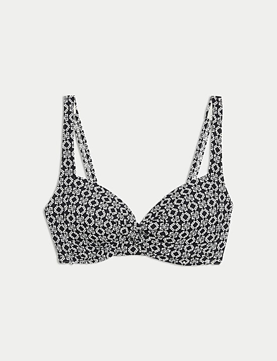 Printed Padded Plunge Bikini Top