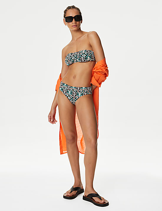 Printed Roll Top Bikini Bottoms