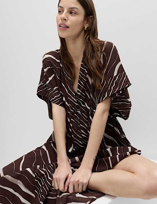 Pure Cotton Animal Print Maxi Kaftan