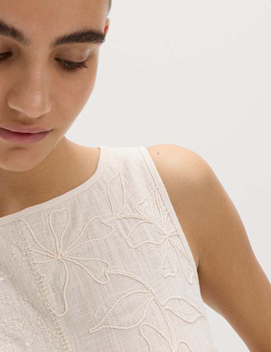 Patchwork Tie Side Vest with Linen