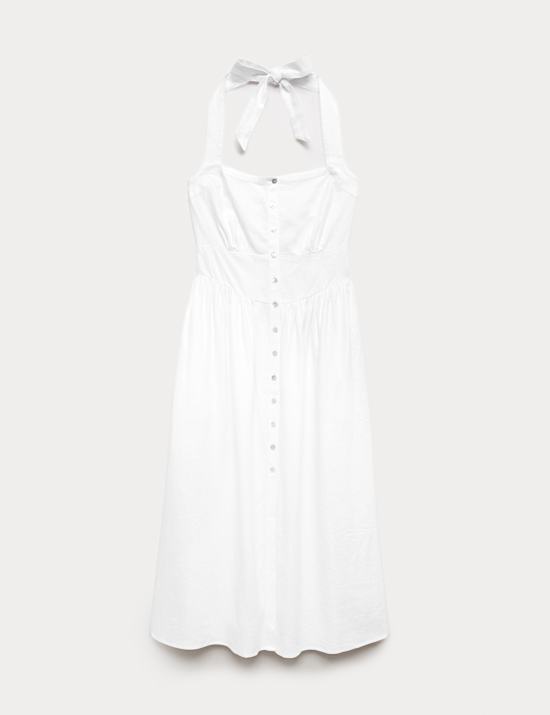 Linen Rich Halter Neck Maxi Beach Dress