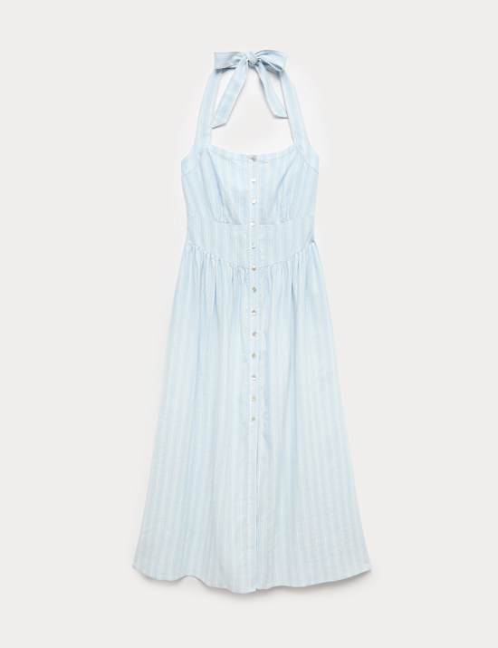Linen Rich Halterneck Maxi Dress