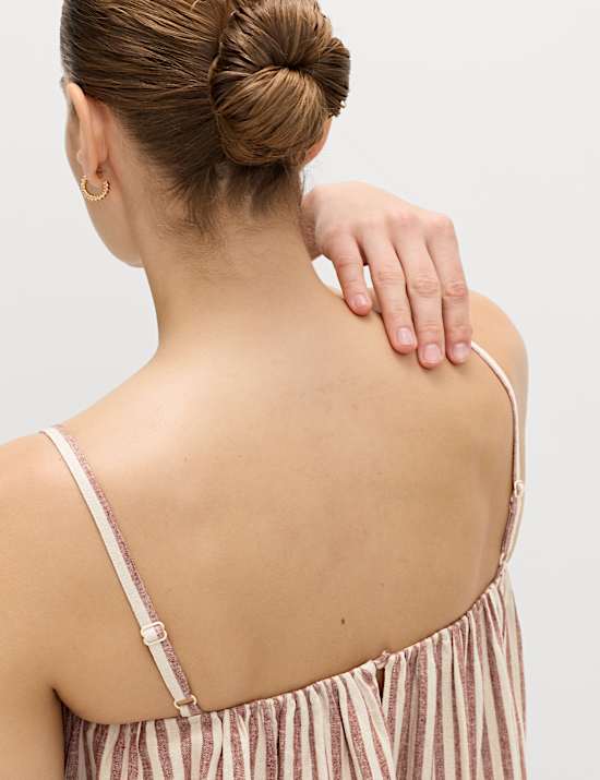 Linen Rich Striped Maxi Slip Dress