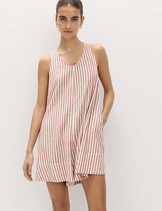 Combishort volumineux en lin