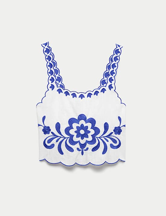 Pure Cotton Embroidered Beach Vest Top