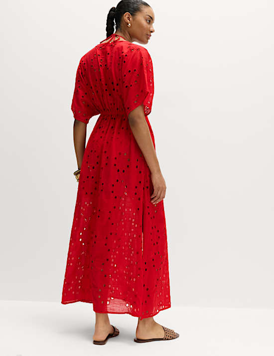 Pure Cotton Cutwork Detail Maxi Kaftan