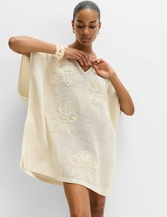 Pure Cotton Floral Detail Mini Kaftan