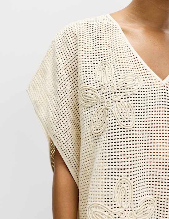 Pure Cotton Floral Detail Mini Kaftan