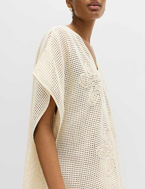 Pure Cotton Floral Detail Mini Kaftan