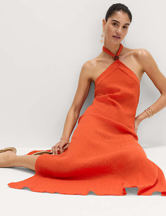 Halter Neck Bead Detail Maxi Beach Dress