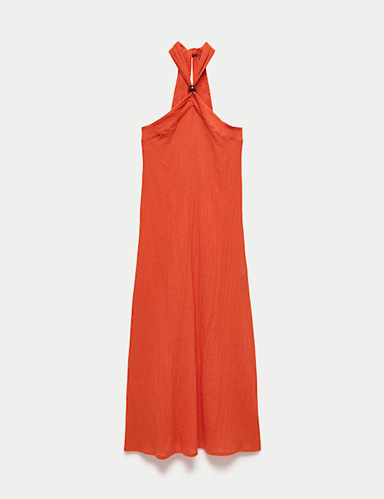 Halter Neck Bead Detail Maxi Beach Dress