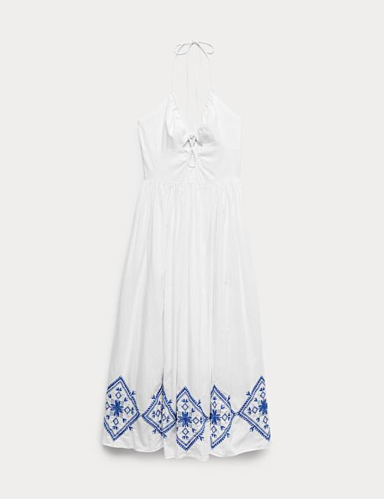 Cutout Embroidered Midaxi Beach Dress