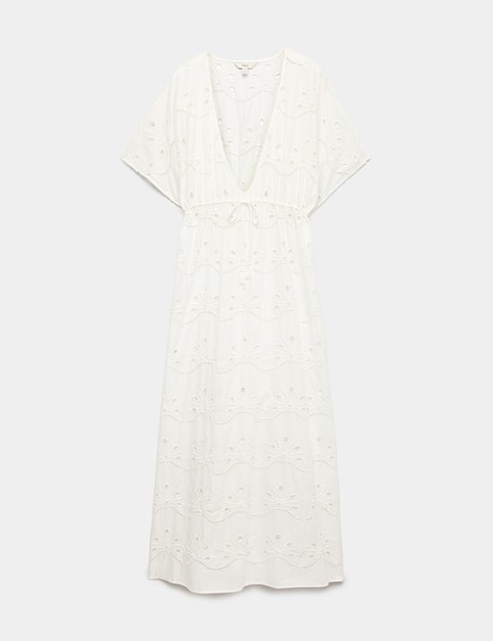 Pure Cotton Cutwork Maxi Kaftan Dress