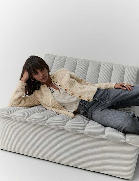 Textured Cardigan with Wool