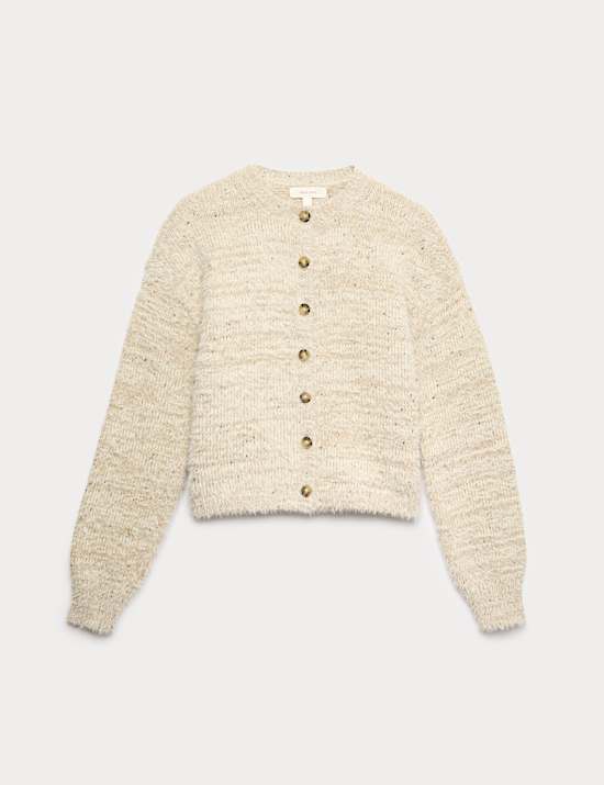 Textured Cardigan with Wool
