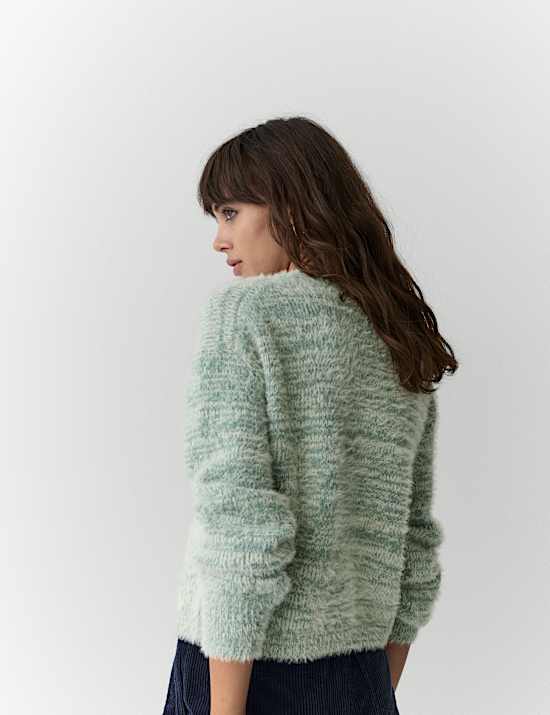 Textured Cardigan with Wool