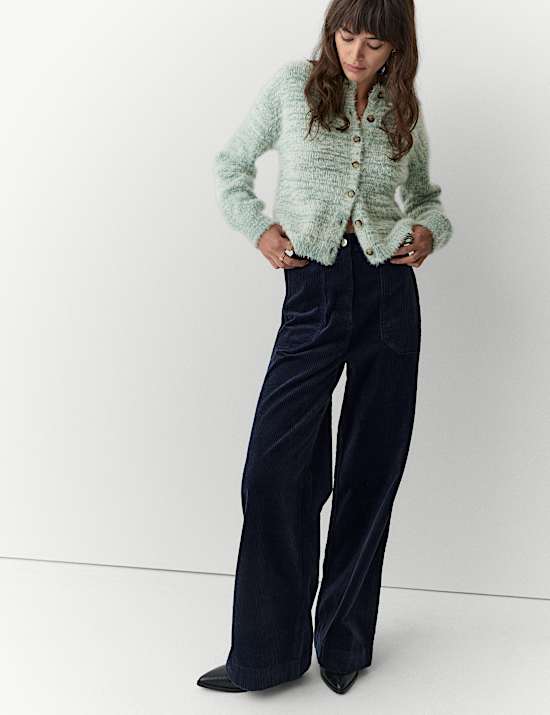 Textured Cardigan with Wool