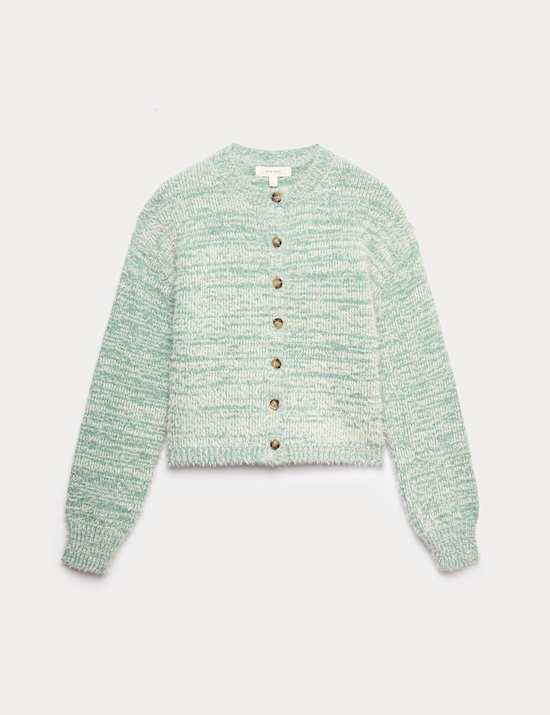 Textured Cardigan with Wool