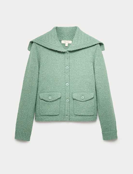 Sailor Collar Cardigan with Wool